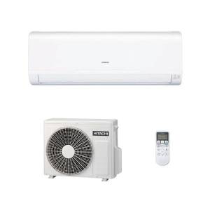 Hitachi RAK-RPE wall-mounted air conditioner in sleek white finish, part of a split system heat pump designed for small spaces